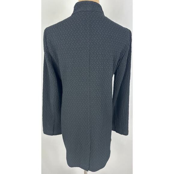 Eileen Fisher Size Petite Small Black Honeycomb High Mock Neck Overcoat Timeless - Picture 5 of 16